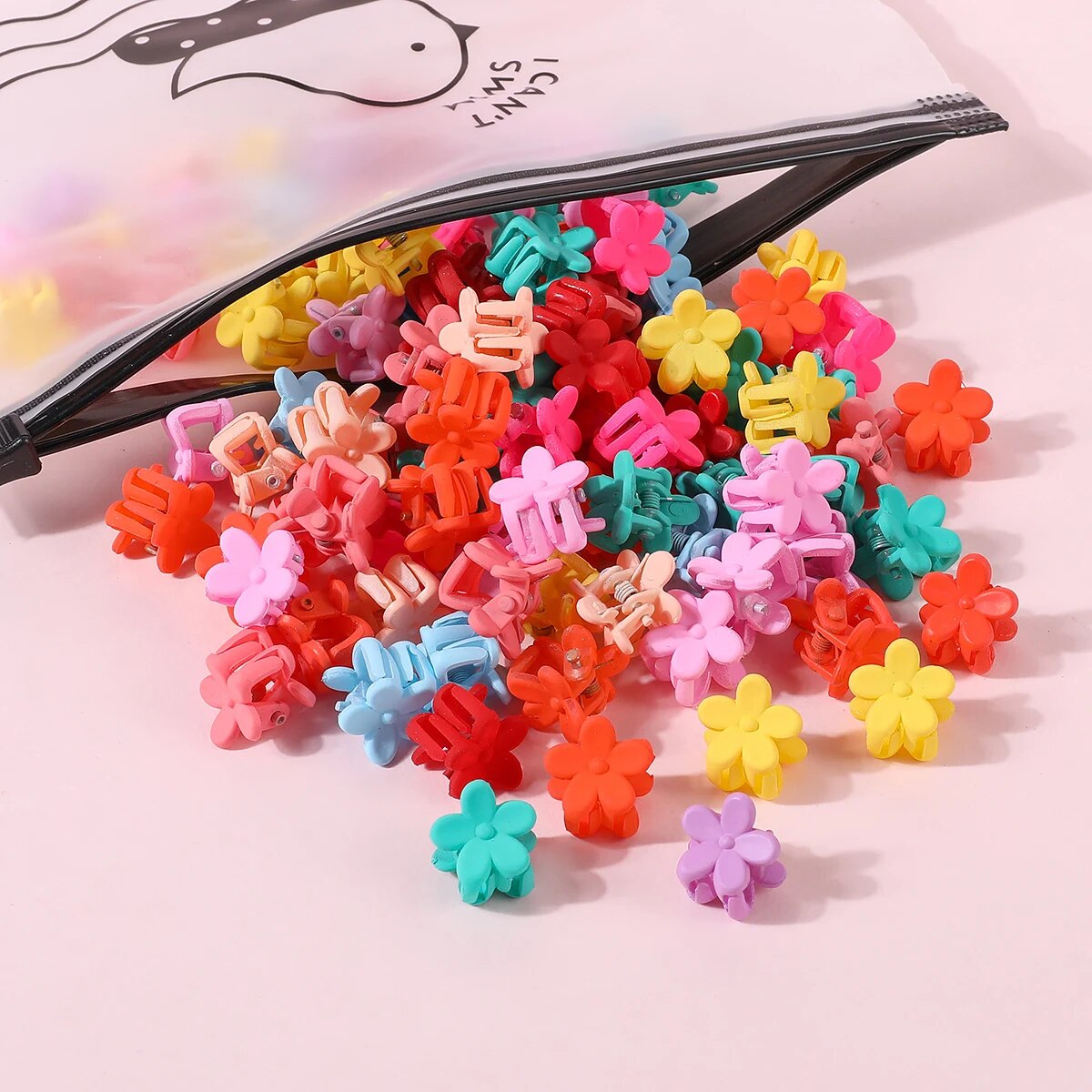 50 Uds. Pinzas para el cabello de dibujos animados bonitos para niñas, pinza pequeña con forma de flor y estrella, pinza para el pelo pequeña, horquilla dulce para niños, accesorios para el cabello de: Gris