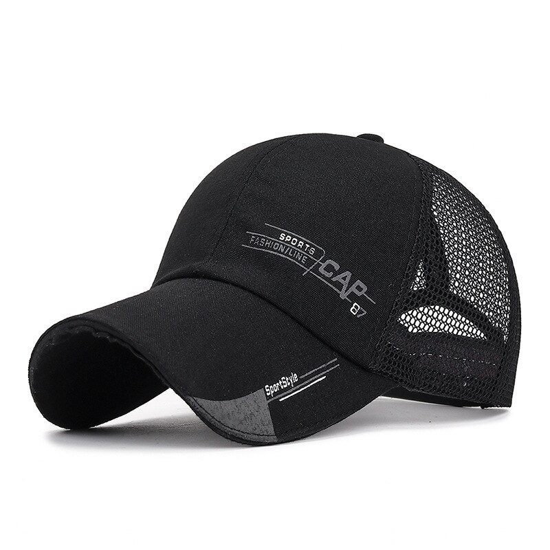 Summer Baseball Caps Men Letter Mesh Caps Women Men Breathable Unisex Hat Outdoor Hip-Hop Bone Gorras Cap Sun Hat: Black