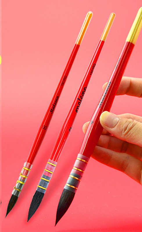 Pincel de pelo de ardilla hecho a mano para artista, pincel de acuarela pintado a mano, pinceles puntiagudos para acuarela Gouache Wash Mop Pen 1901: 1901  00 2 4