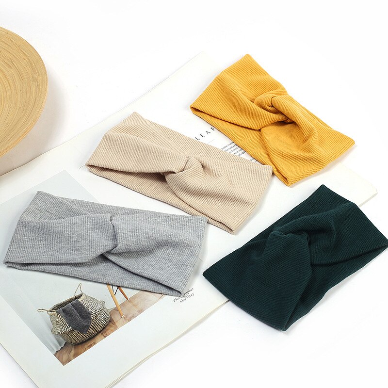 Diadema de lana con orejas de animales para mujer y niña, accesorios para el cabello, turbante cruzado, 1 unidad