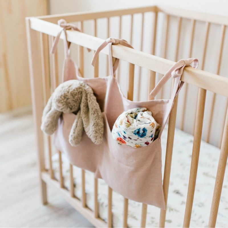 1pc multi-purpose baby krybbe arrangør seng hængende opbevaringspose væsentlige ble legetøj væv