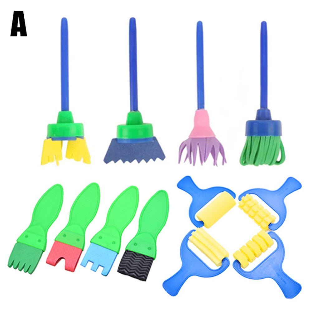 12 pieces / set of children DIY doodle sponge painting tools graffiti art supplies puzzle painting tools Christmas: Green