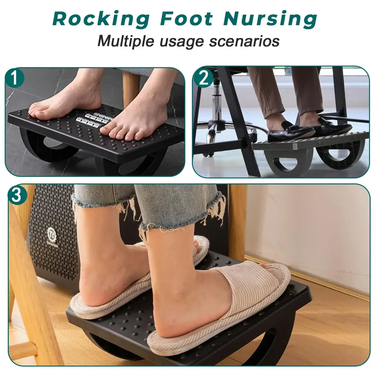 Sgabello per piedi da massaggio sotto la scrivania per poggiapiedi da lavoro per ufficio domestico Poggiapiedi ergonomico con rulli massaggianti