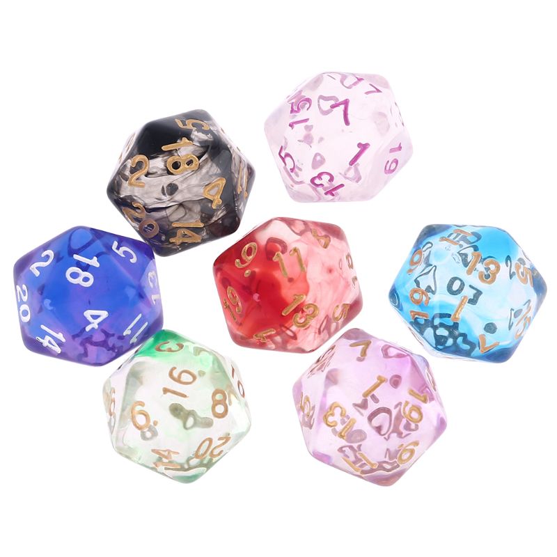 7pcs D20 Polyhedral 20 Sided Dice Numbers Dials Table Board Role Playing Game for Bar Club Party: Default Title