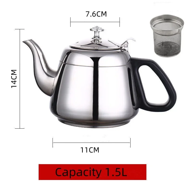 1.2l/1.5l/2l vattenkokare med filter rostfritt stål korn tekannor bärbar spis metall kaffekanna gas induktion hemma camping: Gul