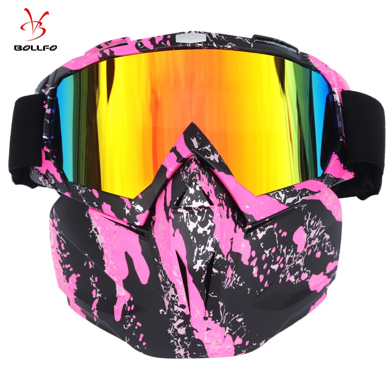 Bollfo Ski Snowboard Bril Sneeuwscooter Skiën Goggles Winddicht Skiën Glas Motocross Zonnebril Met Mond Filter Earware: HXSBF65816