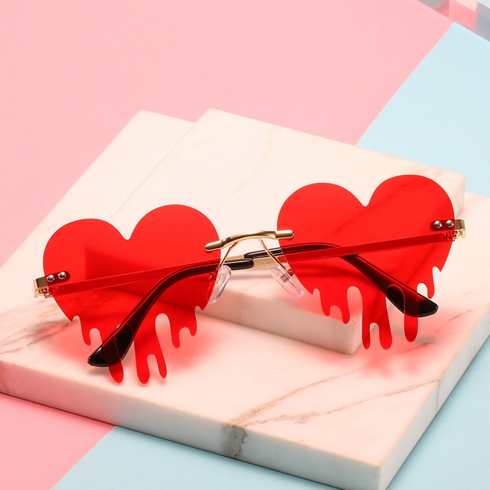 Heart Rimless Sunglasses Women 2022 Tears Shape Steampunk Sunglasses Unique Vintage Eyewear UV400 Oculos Feminino: 6