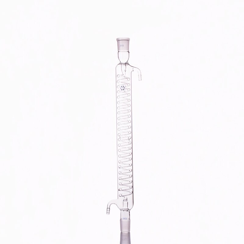 Condensador de serpentina de formato, longitud de condensación en espiral de 450mm, condensador Graham con tubo interno fusionado, Boca de tierra estándar 29/32
