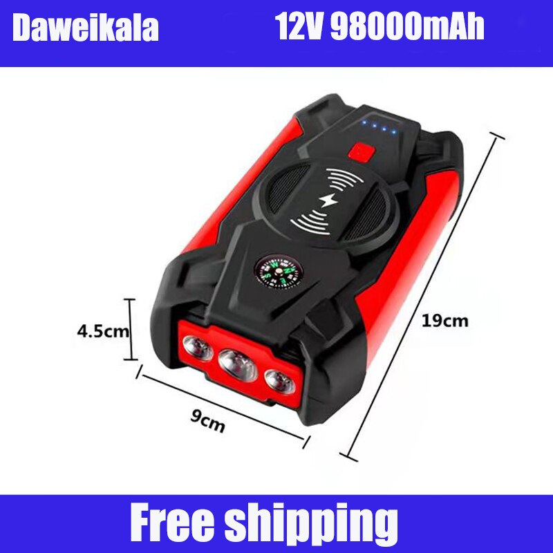 2021 nye 12 v 98000 mah mah bil jump starter power bank bærbar bil batteri booster oplader 12v start enhed diesel bil starter