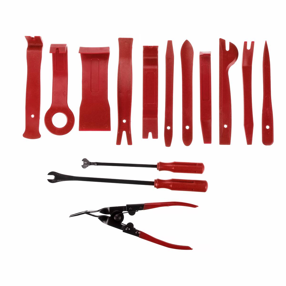 19 stk verktøy til demontering av bil dvd stereo ombygge sett interiør trimpanel dashbord installasjon fjerning reparasjonsverktøy rød / blå / gul