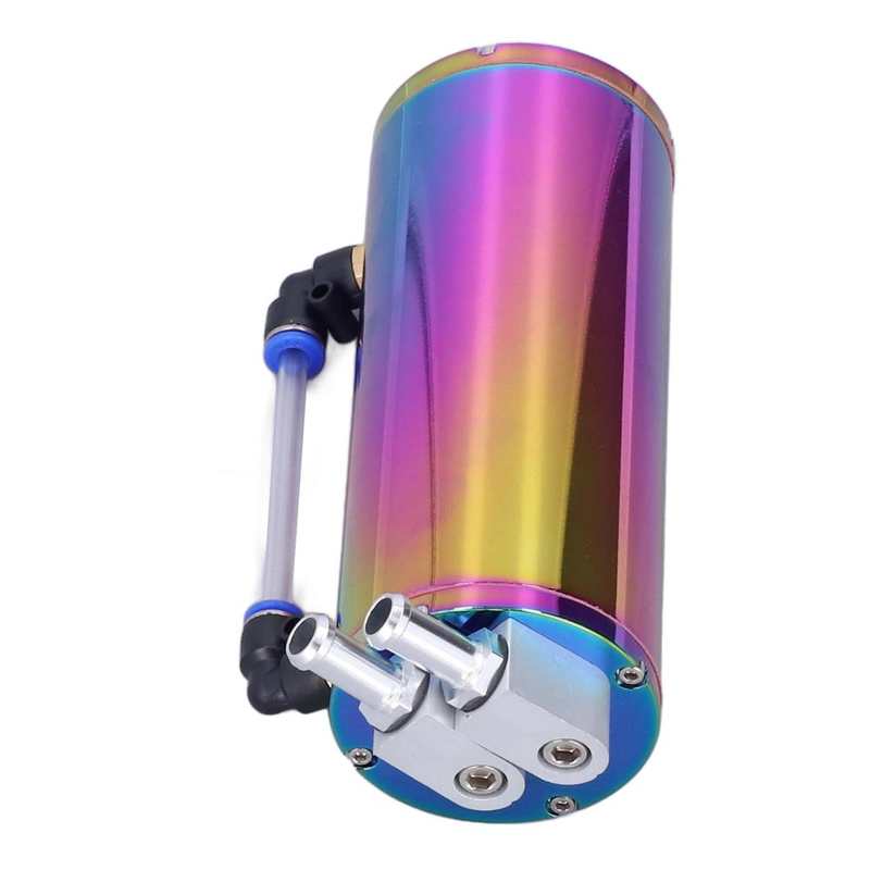 Bidon rond universel de réparation d&#39;huile, capacité de 350ML, alliage d&#39;aluminium de haute dureté, réservoir d&#39;huile à 2 ports pour voiture