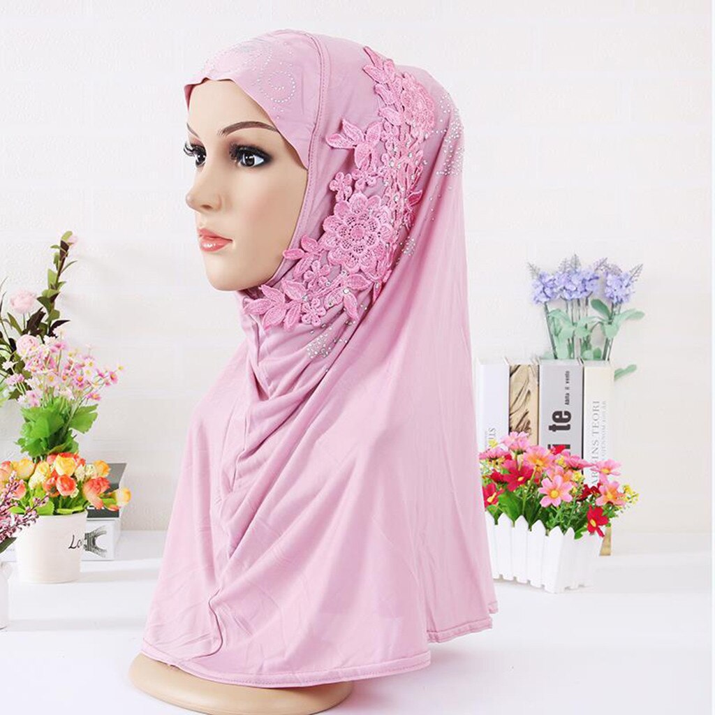 Hijab Double Boucle Sans Lacet Écharpe S'arrêter Crêpe Pratique Châle Foulard