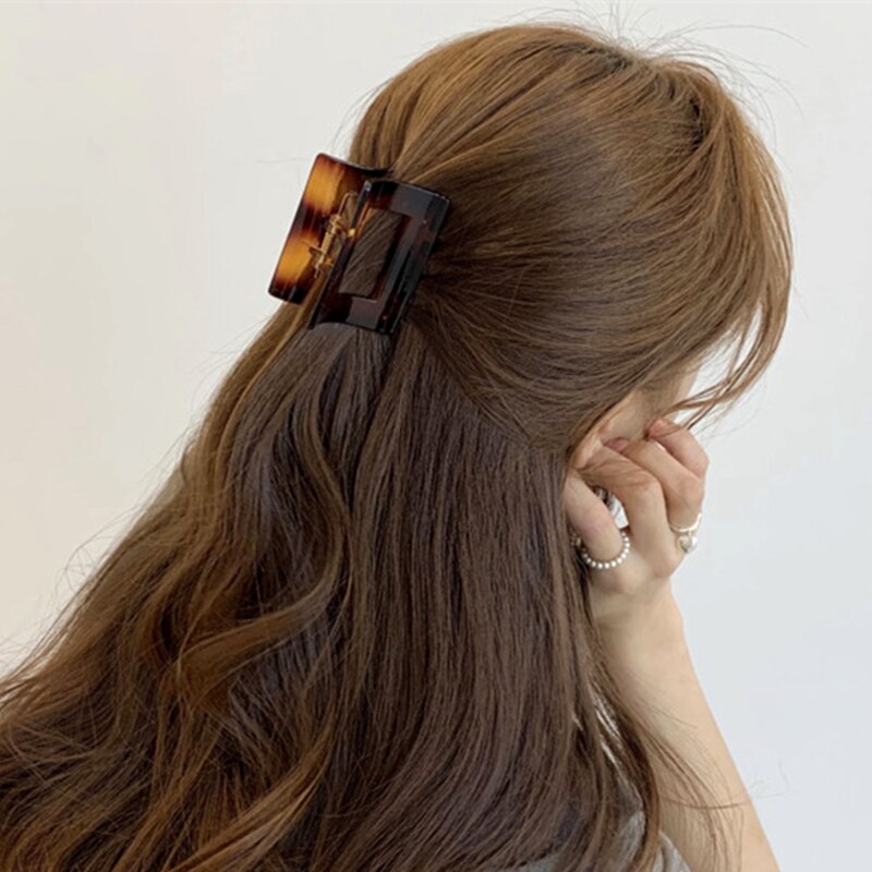 Hangzhi 2020 novo vintage grandes garras de cabelo pérola marrom acrílico lavagem rabo de cavalo titular grampos de cabelo para acessórios de cabelo feminino