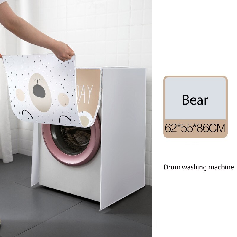 Top / front peva solbeskyttelse støvtæt dæksel vaskemaskine betræk vandtæt etui vaskemaskine beskyttende støv vismoore: Forreste bjørn