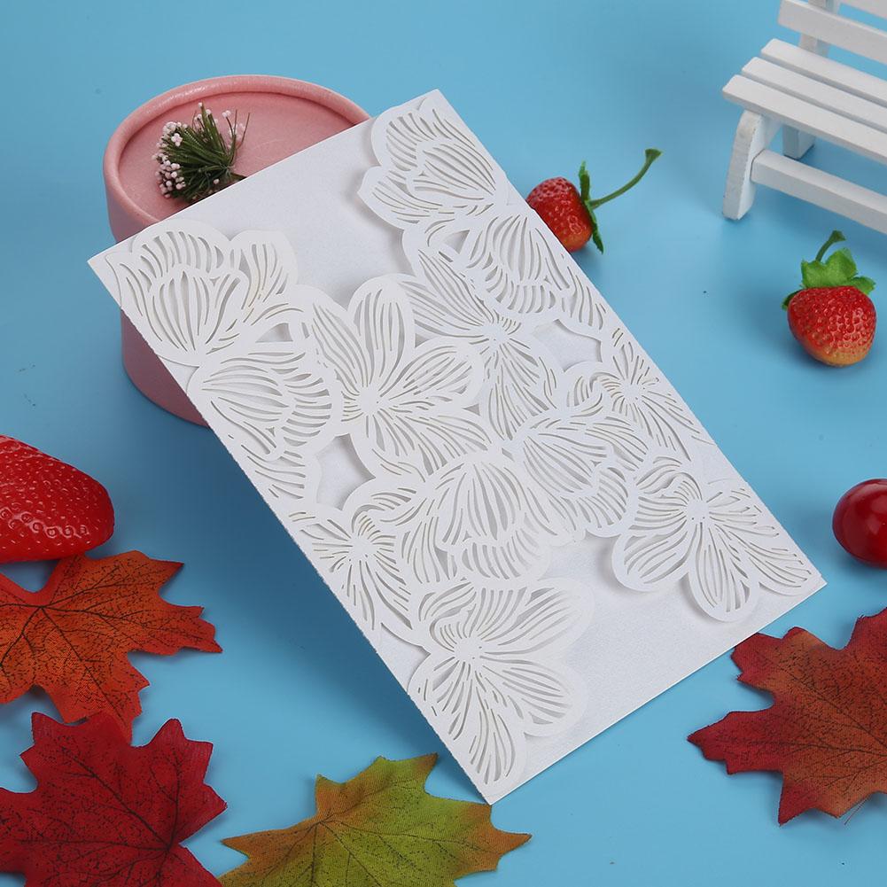 10 Pieces Of Pearlescent Paper Hollowed Out Plant Flower Greeting Card Party Supplies Wedding Invitation