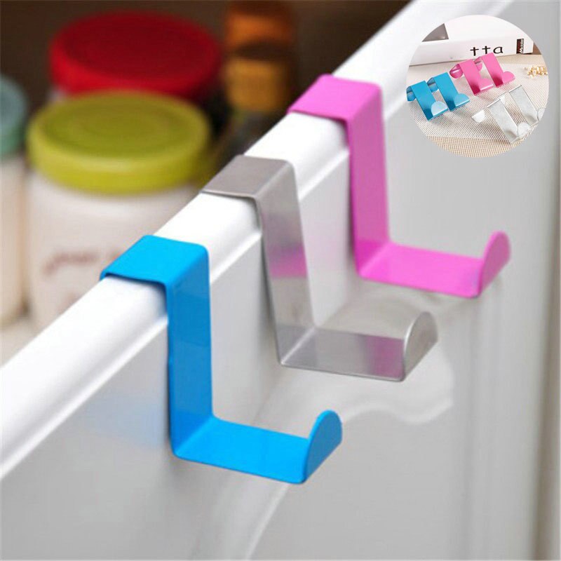 Fad Z-type color door back hook stainless steel nail free traceless door hook door back s clothes hook 2 sets