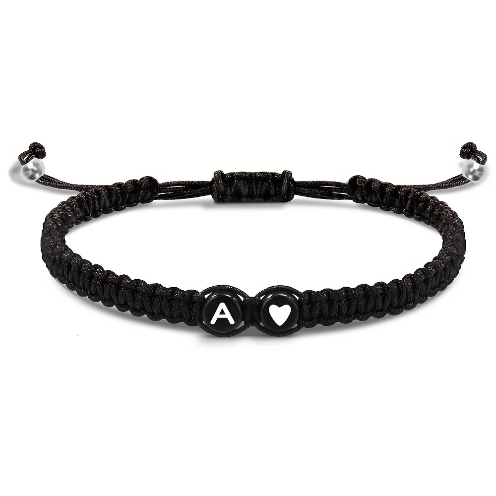 26 Letters Initial Heart Bracelets Handmade Adjustable A-Z Name Braided Bracelets For Women Men Jewelry Accessories