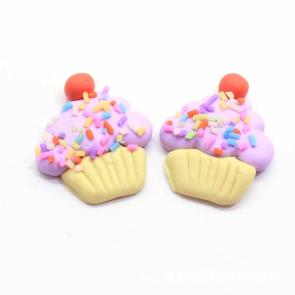 10 Uds. De arcilla polimérica Kawaii en miniatura para manualidades, cabujones con parte trasera plana para pastel de caramelo, ajuste el teléfono, accesorios de bricolaje: 6x24x28mm: purple