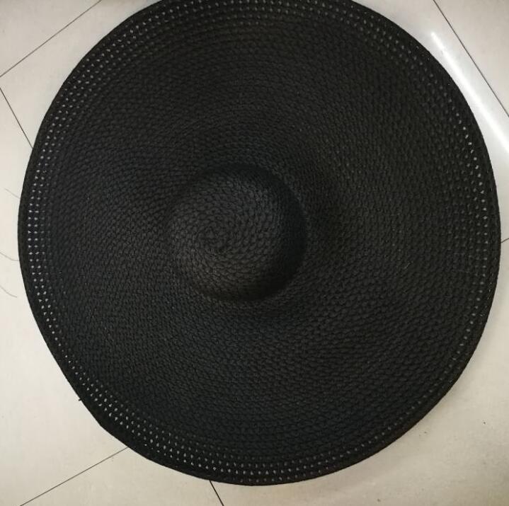 Summer Oversize Beach Hats For Women 25CM Brim Large Straw Hat Sun Protection Party Travel Hat: black