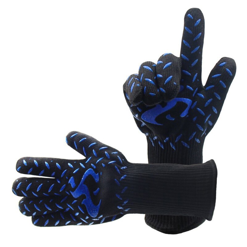 Haleychan 1472f varmebestandige grillhandsker mikrobølgehandsker dobbeltsidet silikone bomuldsmateriale anti-cut finger sælges  by 1 par: 10