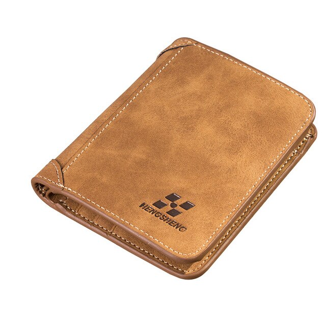 Catei Karrui Men's Wallet Short Frosted Leather Wallet Retro Three Fold Vertical Wallet Youth Korean Multi-Card Wallet: 1133Vertical Brown