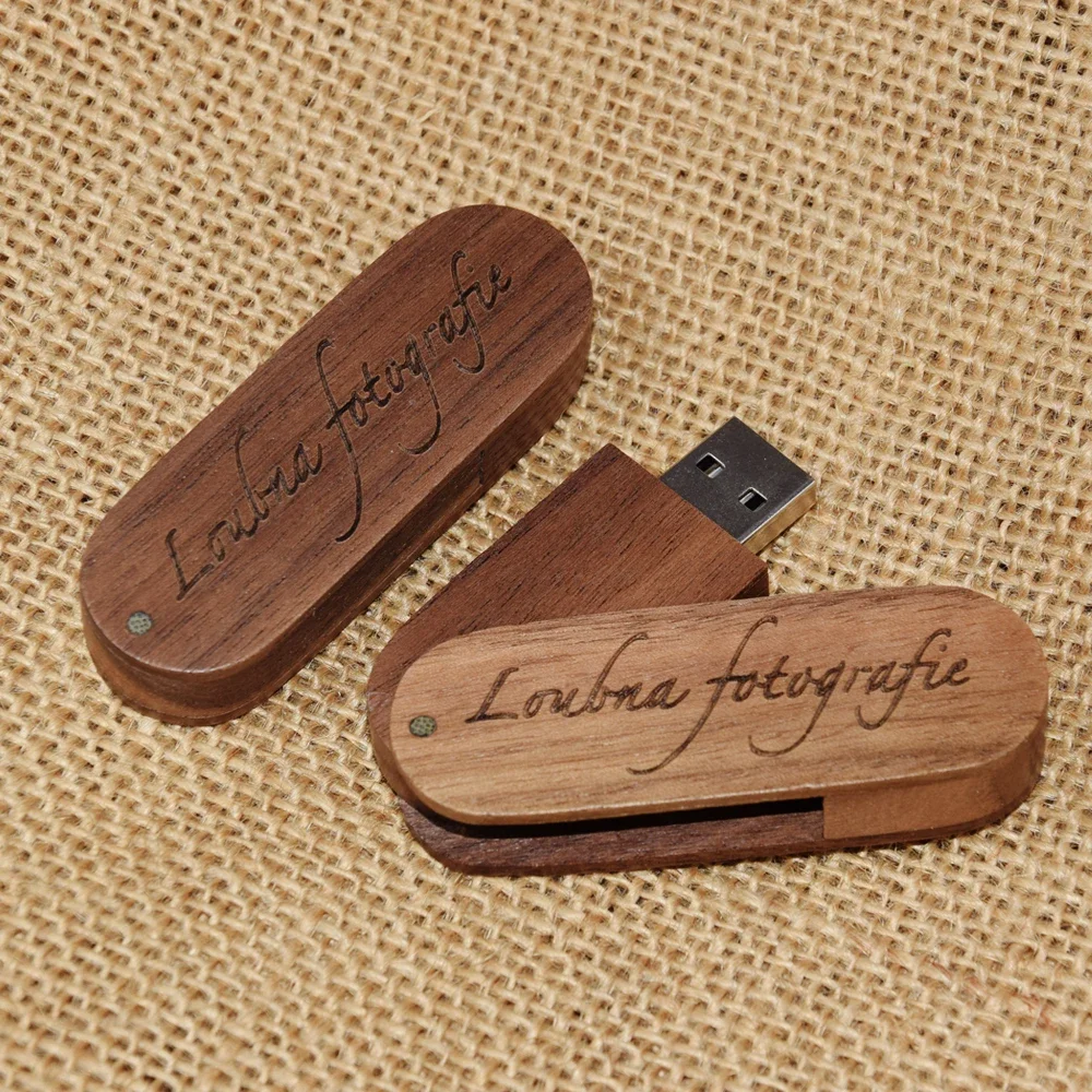 Roterbar usb-minnepinne i tre 4gb 16gb 32gb 64gb u-disk med metallnøkkelring 1 stk. gratis tilpasset logo
