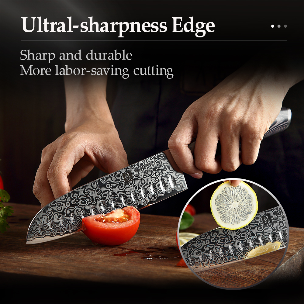 XINZUO couteau de Chef japonais de 7 pouces 67 couches, couteaux de cuisine en acier damas à haute teneur en carbone, couteau Santoku à viande, couteau à bœuf
