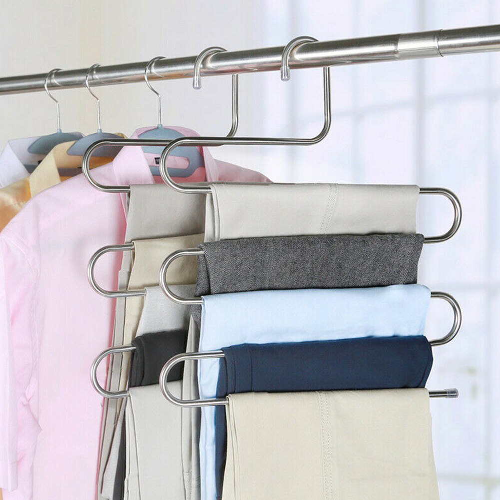 Organizer Ruimtebesparend Rvs Praktische Kleding Sterke Belasting Capaciteit Broek Hanger S Vorm Multifunctionele Kast Handdoek