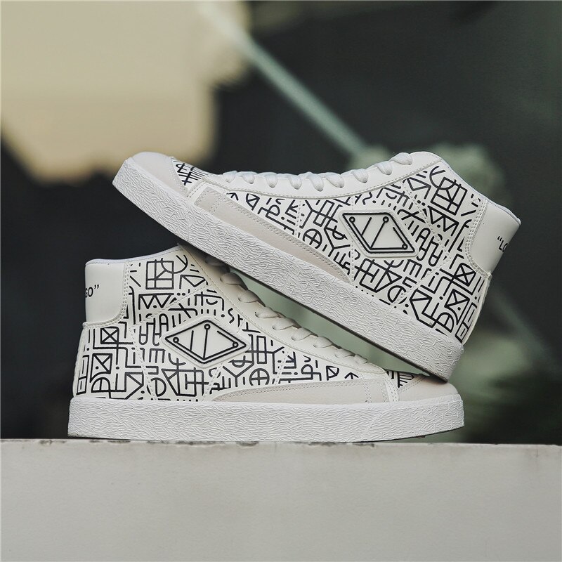Färgglada målade skateboardskor för män som andas hip hop street skor sport fritid promenadskor chaussure homme