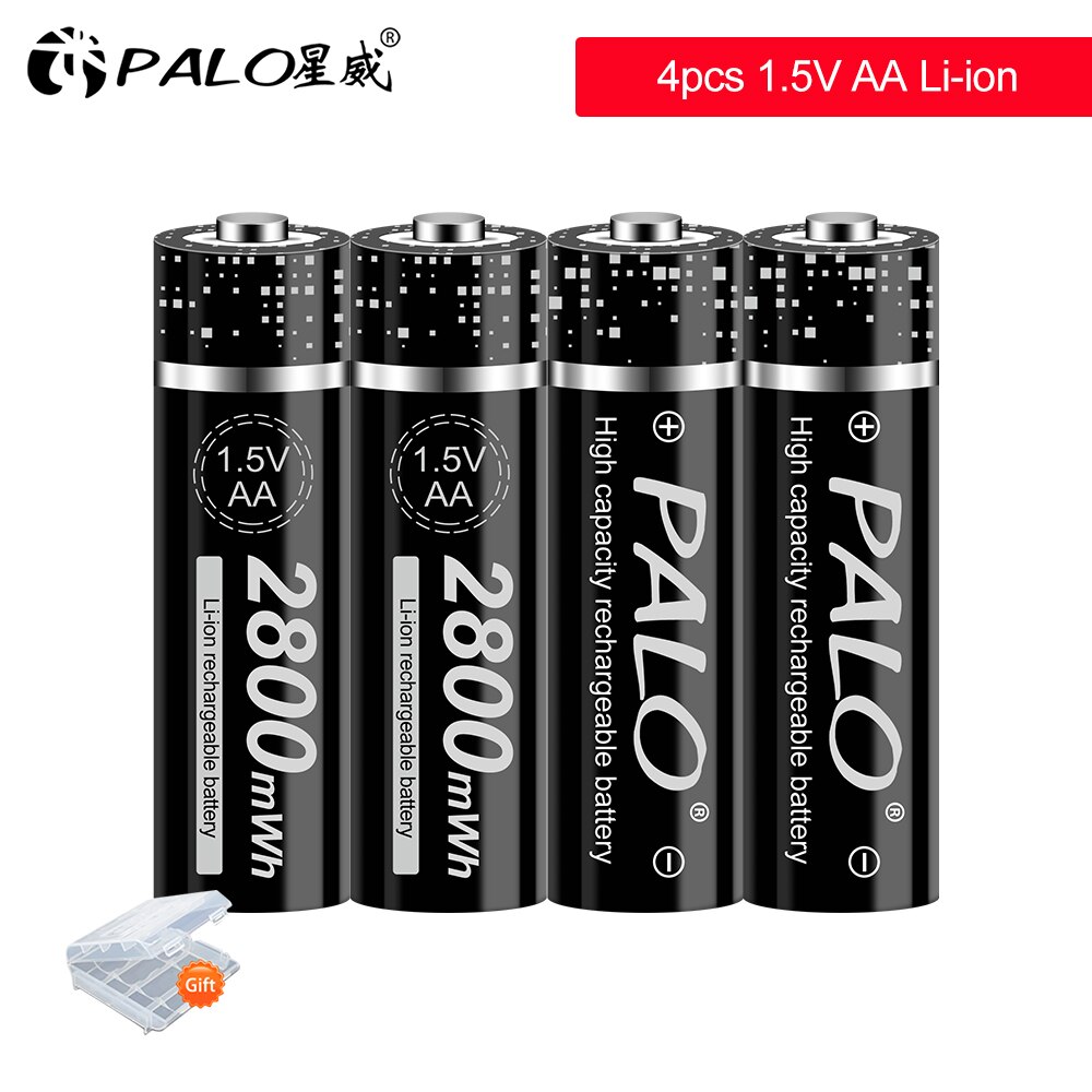 Batterie lithium-ion rechargeable, 1.5V, 2800 mWh, 1.5V, pour télécommande, souris, petit ventilateur, jouet électrique: 4pcs AA