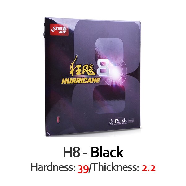 Dhs Hurricane 8 Tafeltennis Rubber Dhs Hurricane-8/H8 Pips-In Originele Dhs Ping Pong Spons: Black H39 T2.2
