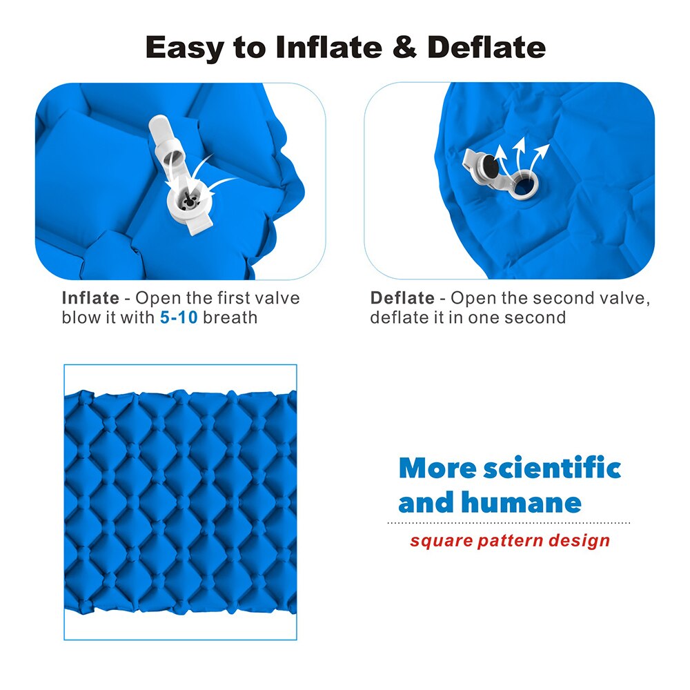 Hitorhike innovative sleeping pad fast filling air bag super light inflatable mattress with pillow life rescue 550g cushion