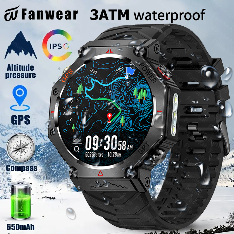 2025 Nuovo sport Militare Smartwatch Da Uomo per Xiaomi T-Rex 3 GPS Astuto Della Vigilanza 5 ATM Impermeabile costruito-in doppio-gruppo musicale GNSS bussola: BIANCO