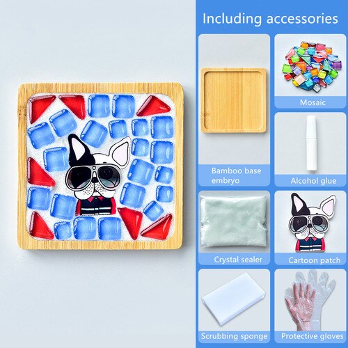 1Set Glas Mozaïek Tegels Voor Diy Handgemaakte Hobby Bamboe Coaster Handgemaakte Voor Kinderen Puzzel Mozaïek Materiaal: 9