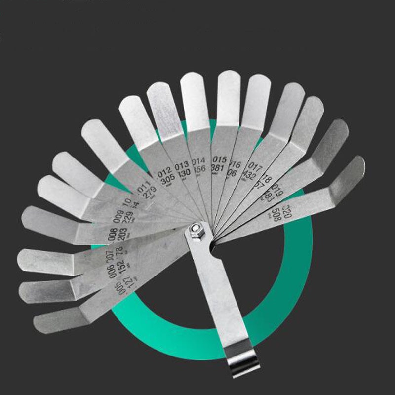 Metric Feeler Gauge Gap Ruler 16 Blade Thickness Gap Thickness Gauge 0.127-0.508mm Anti-Rust Plug gauge Measuring Instrument