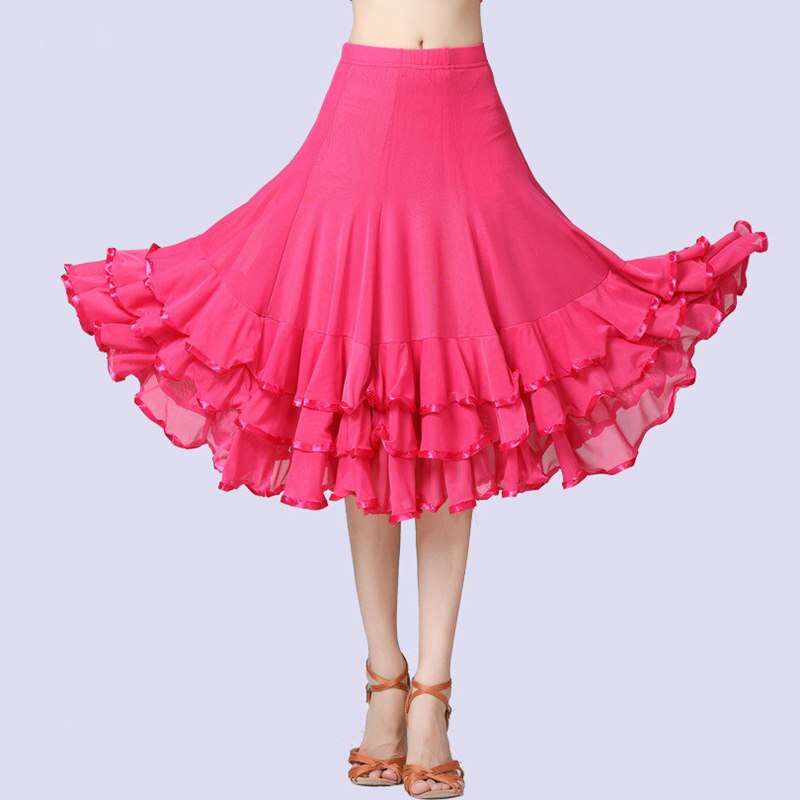 Women Solid Mesh Modern Ballroom Dance Skirt Ballroom Dance Competition Dresses Dance Training Practice Wear