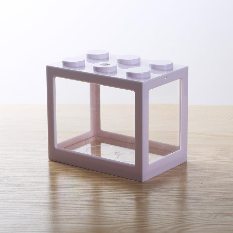 Mini Aquarium Fish Tank Fishbowl for Rumble Fish Marimo Spider Marimo Aquarium Accessories Small Reptile Pet Box 12*8*10.5cm: White