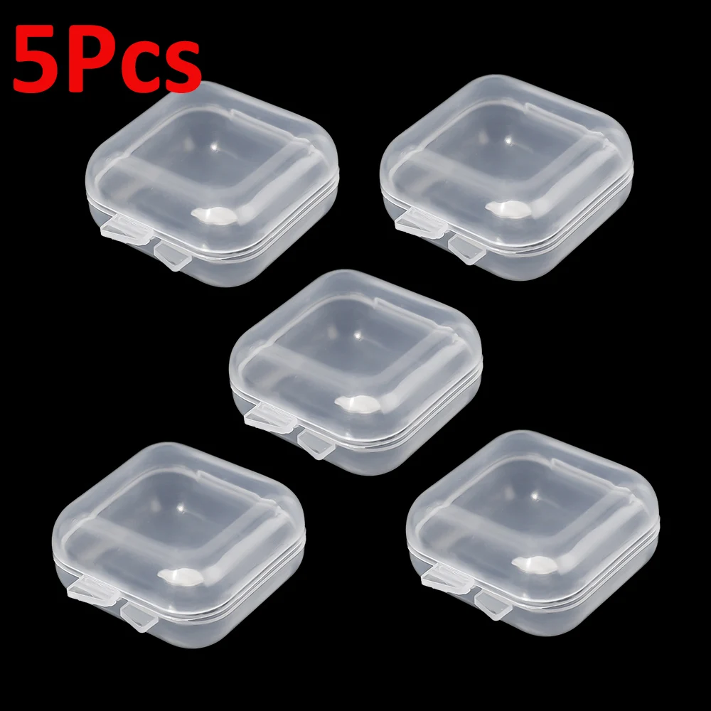 Mini Storage Box Transparent Square Plastic Boxes Earrings Jewelry Packaging Storage Small Square Box Jewelry Organizer: black