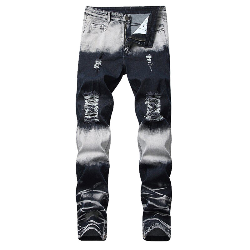 Déchiré taille mi droite jean trou Cowboy pantalon homme jean pour homme Denim Skinny homme pantalon Calca Jeans Masculina