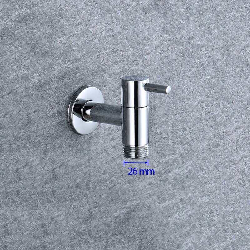 Outdoor Garden Wall Mounted Wastafel Kraan Badkamer Wasmachine Water Tap Massief Messing Enkele Koude Wastafel Kraan: chrome male thread