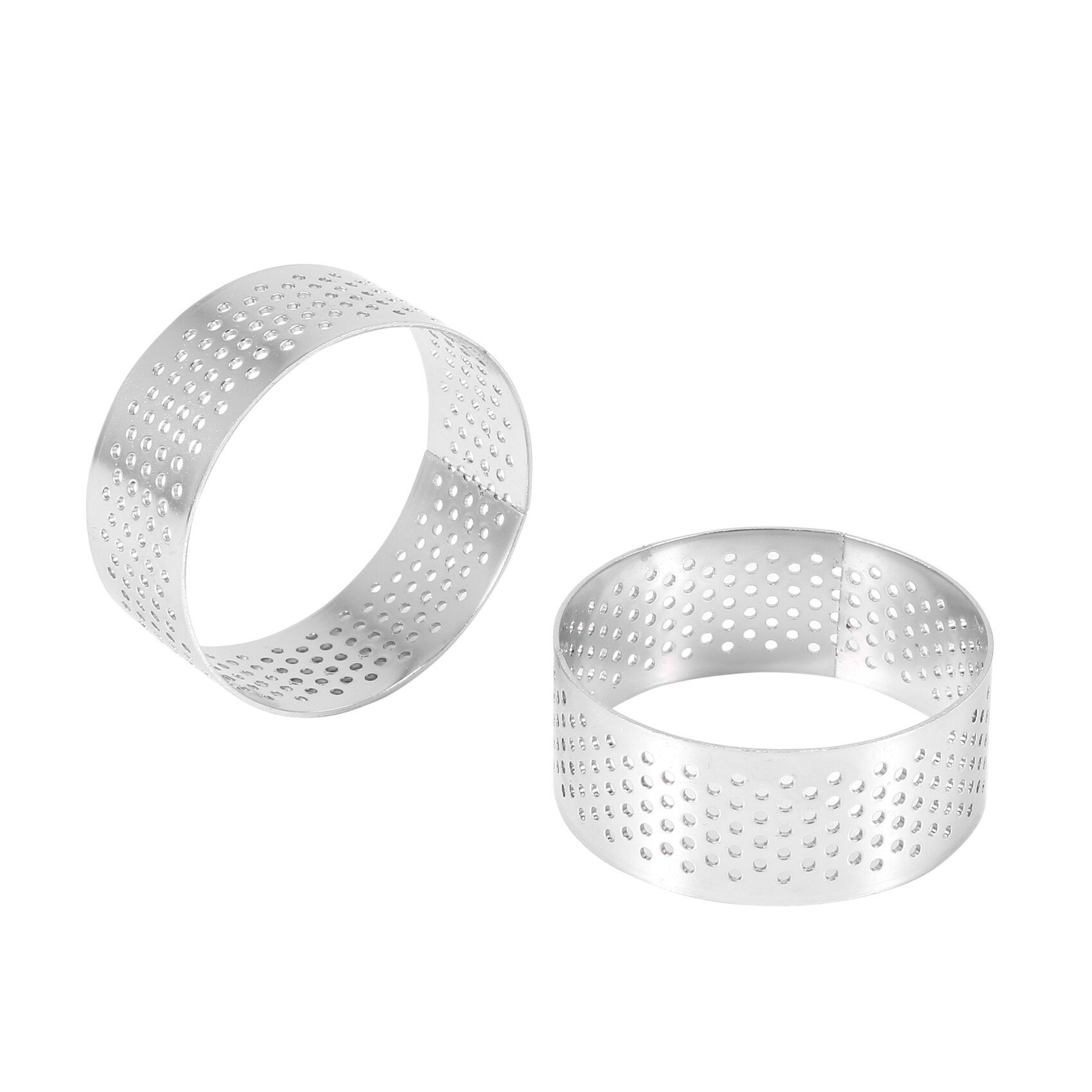 30 Pack 5Cm Rvs Taart Ring, Hittebestendig Geperforeerde Cake Mousse Ring, ronde Ring Bakken Donut Gereedschap