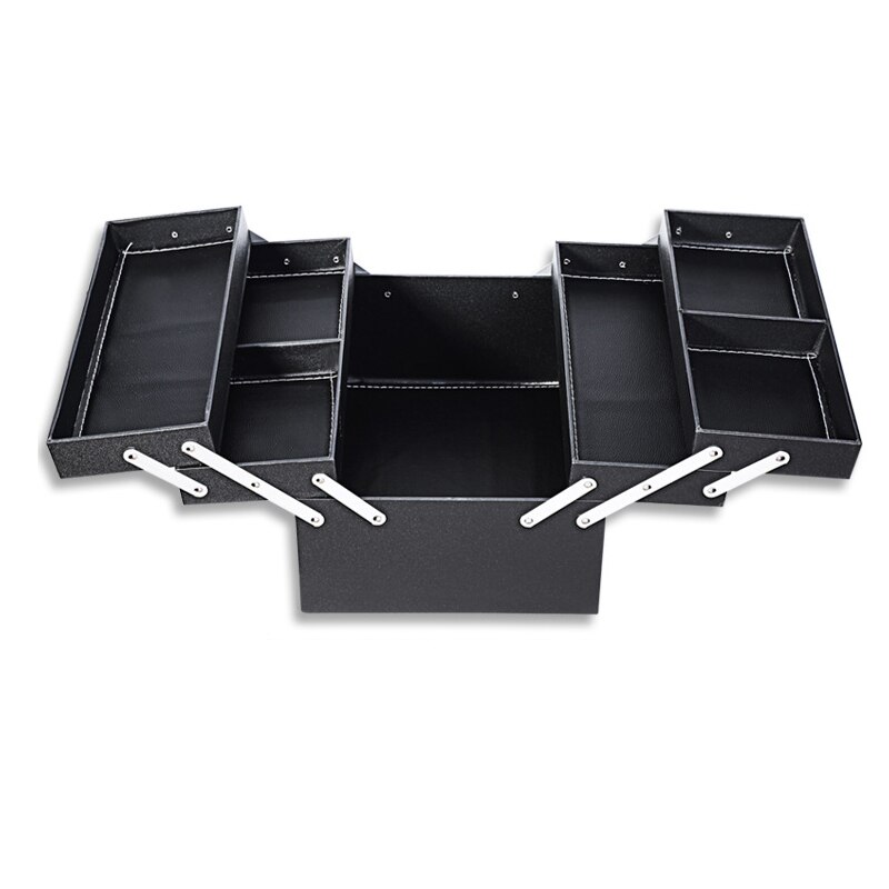 Pu läder kosmetisk låda kvinnor flera lager nagelkonst sminklådor stor kapacitet sminkpåse toalettartiklar