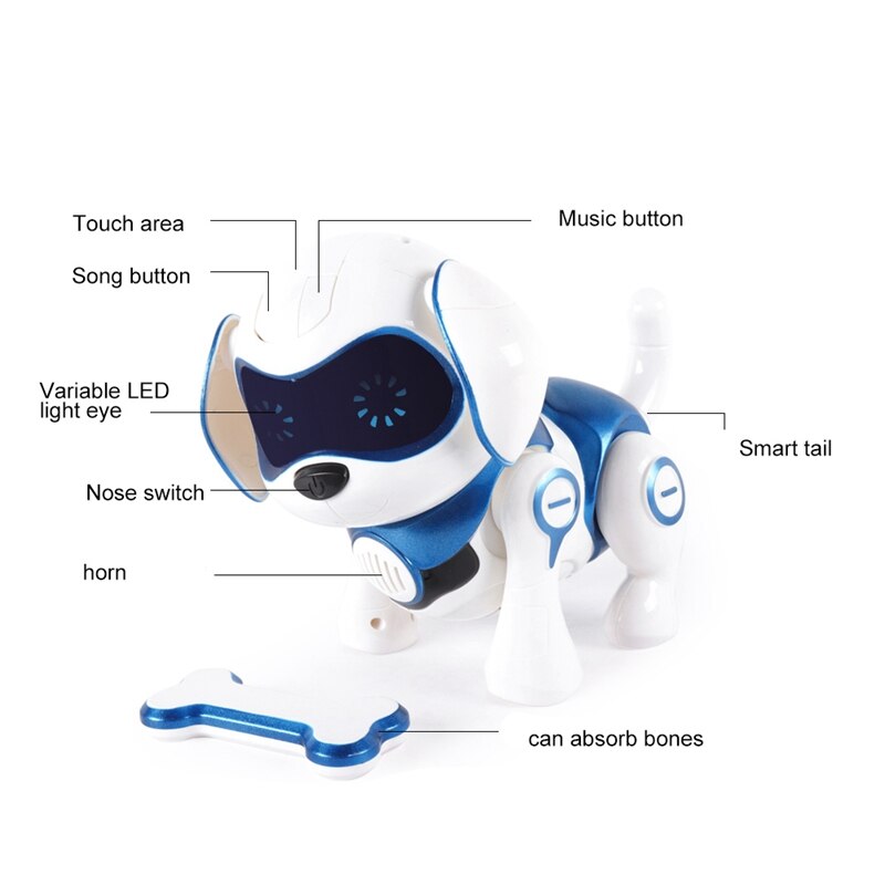 Juguetes electrónicos para mascotas de Perro Robot, Robot inalámbrico, Sensor inteligente para cachorros, caminará hablando, Robot remoto para perros, juguete para mascotas para niños, niños, niñas, P