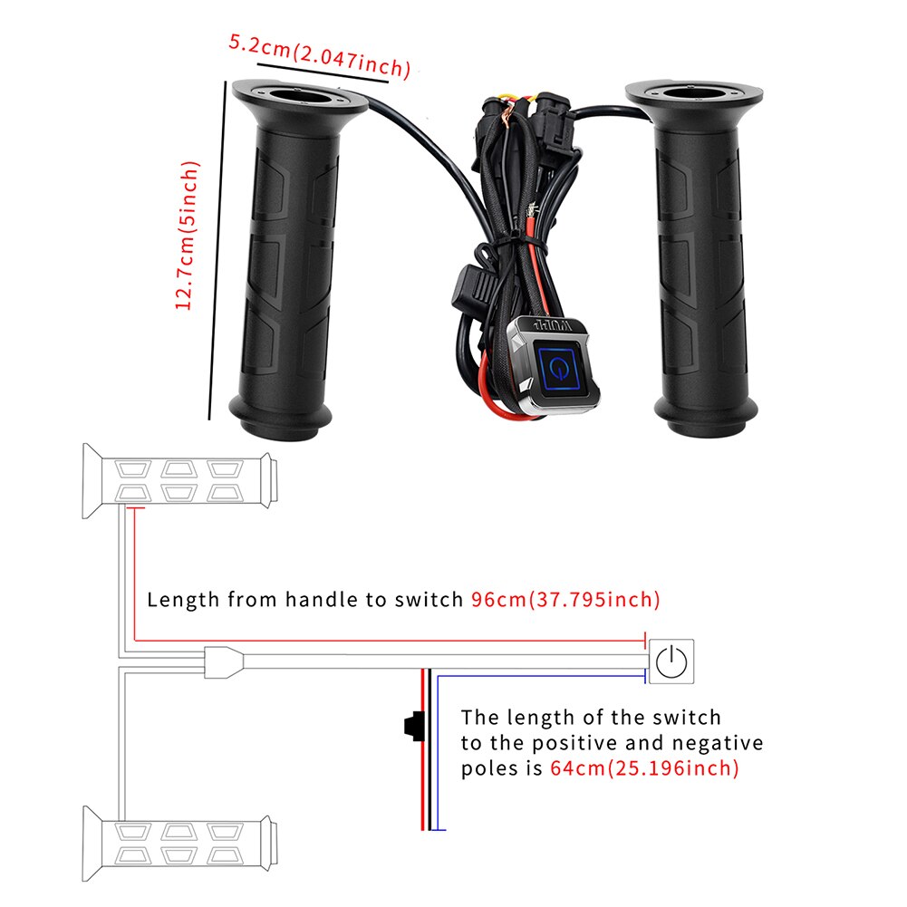 Motorcycle Electric Heated Wrap Grips Winter Warmth Electric Handle Adjustable Temperature Three-speed Switch Grip