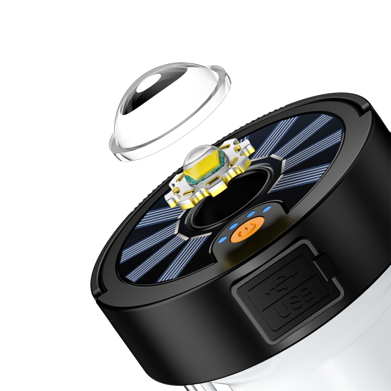 Qoolife LED Campinglamp Oplaadbaar, Opvouwbare Zonne Campinglamp Energiebank met 2 Oplaadmethoden (Zonne-energie/USB) en 4 Lichtmodi voor Outdoor