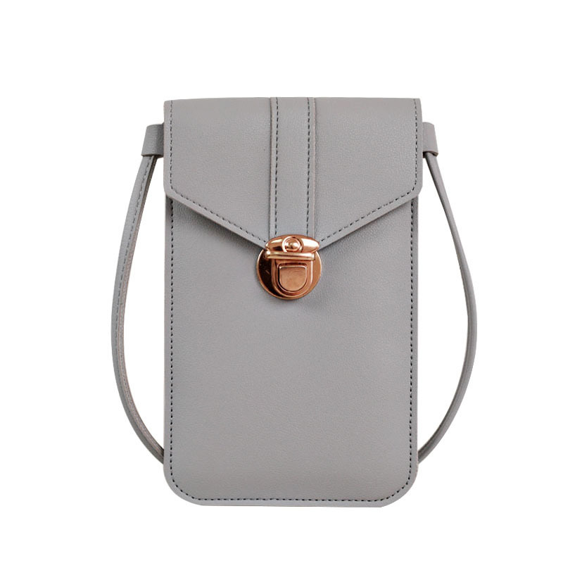 PU Crossbody praktisch tasche mädchen Brieftasche Tasche Touchscreen praktisch Geldbörse Tasche Smartphone Schulter Riemen Handtasche Wasserdicht: 01 grau