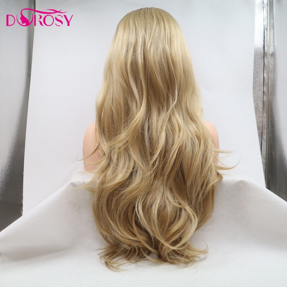 DOROSY HAIR Middle Part Natural Long Wave High Temperature Fiber Synthetic Lace Front Wig Dark Roots For Women