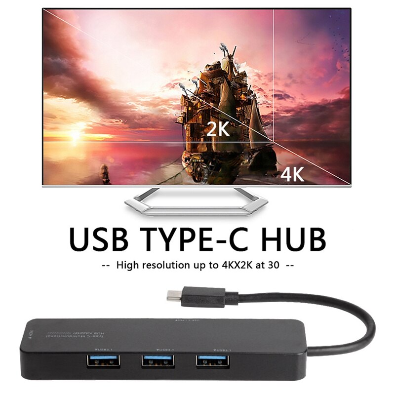 5 in 1 USB Type-C HUB High Speed Converter 5Gbps 3 USB3.0 4K HDMI 60W PD Charging Adapter for Laptop PC Tablet Phone