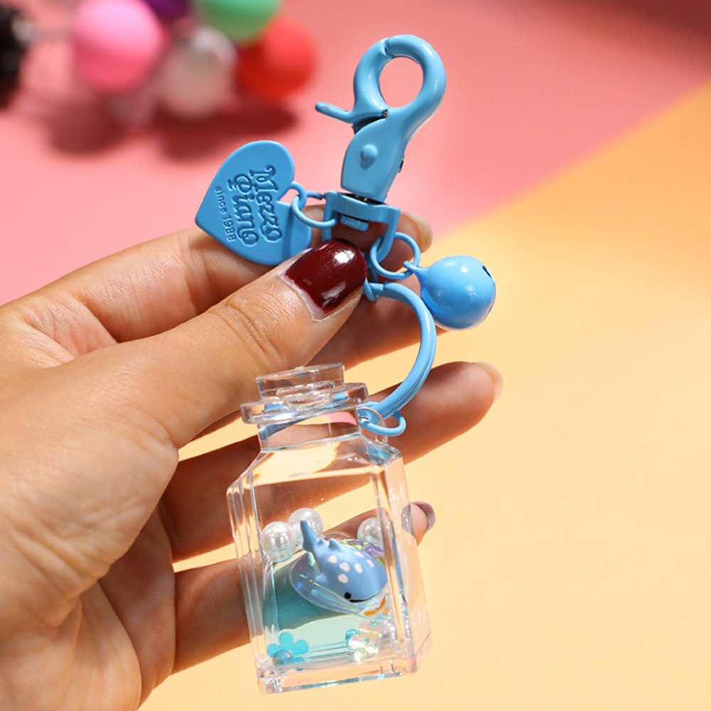 Carino Oceano Bambola Pagliaccio Tartaruga Pinguino Portachiavi Creativo di Acqua Del Mondo Animale Sabbie Mobili Borsa Bottiglia di Profumo Della Catena Chiave Anello Chiave: blu Whale