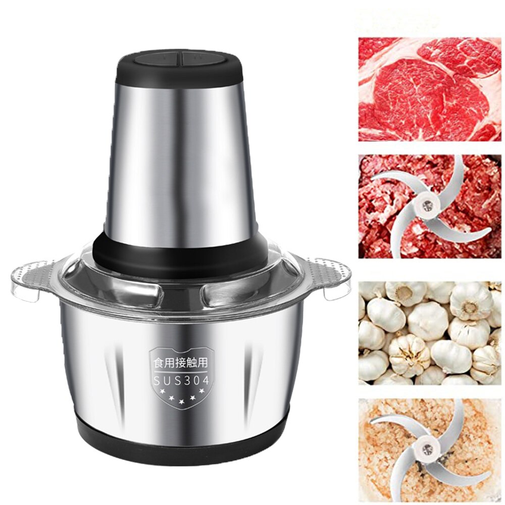 Elektrischer fleischwolf 2l/3l 304 edelstahl mini-zerkleinerer lebensmittelqualität küchenmaschine gemüseschneider fleischschneidemaschine